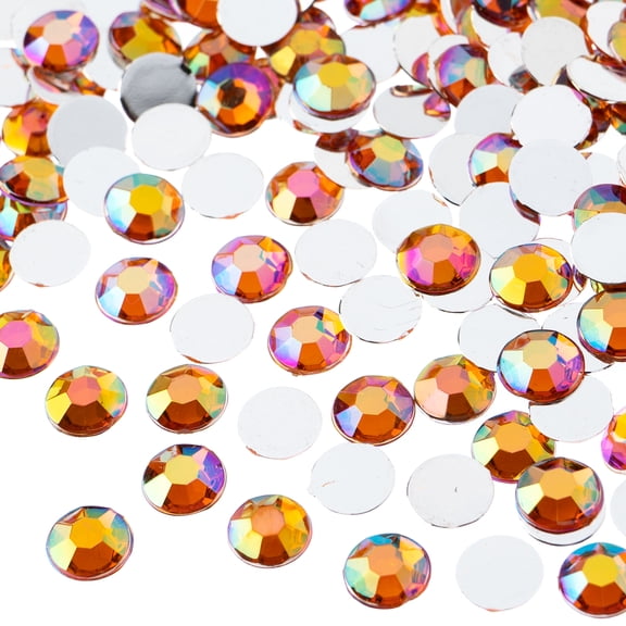 John Bead 1000-Piece 8mm (SS39) | Orange AB Acrylic Round Flat Back Rhinestones