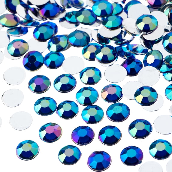 John Bead 1000-Piece 8mm (SS39) | Royal Blue AB Acrylic Round Flat Back Rhinestones