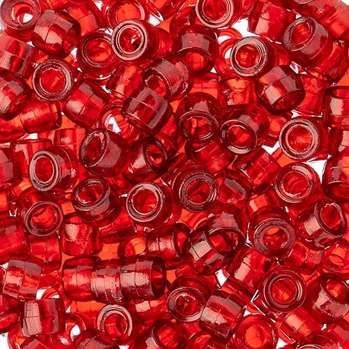 John Bead 1000pcs 6mm Mini Plastic Crow Beads | Transparent Ruby Pony Bead