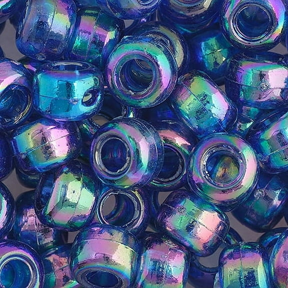 John Bead 1000pcs 9mm Plastic Crow Beads | Transparent Dark Sapphire Iris Pony Bead