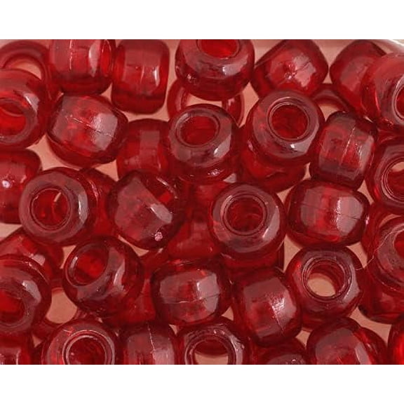 John Bead 1000pcs 9mm Plastic Crow Beads | Transparent Ruby Pony Bead