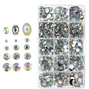 John Bead 1000pcs Crystal AB Round Oval Acrylic Plastic Flat Back Rhinestones Assorted Box
