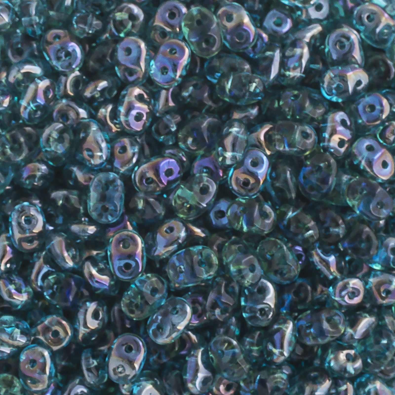 John Bead 100g Czech Glass Superduo 2-Hole Beads 2.5x5mm Aquamarine Graphite Rainbow