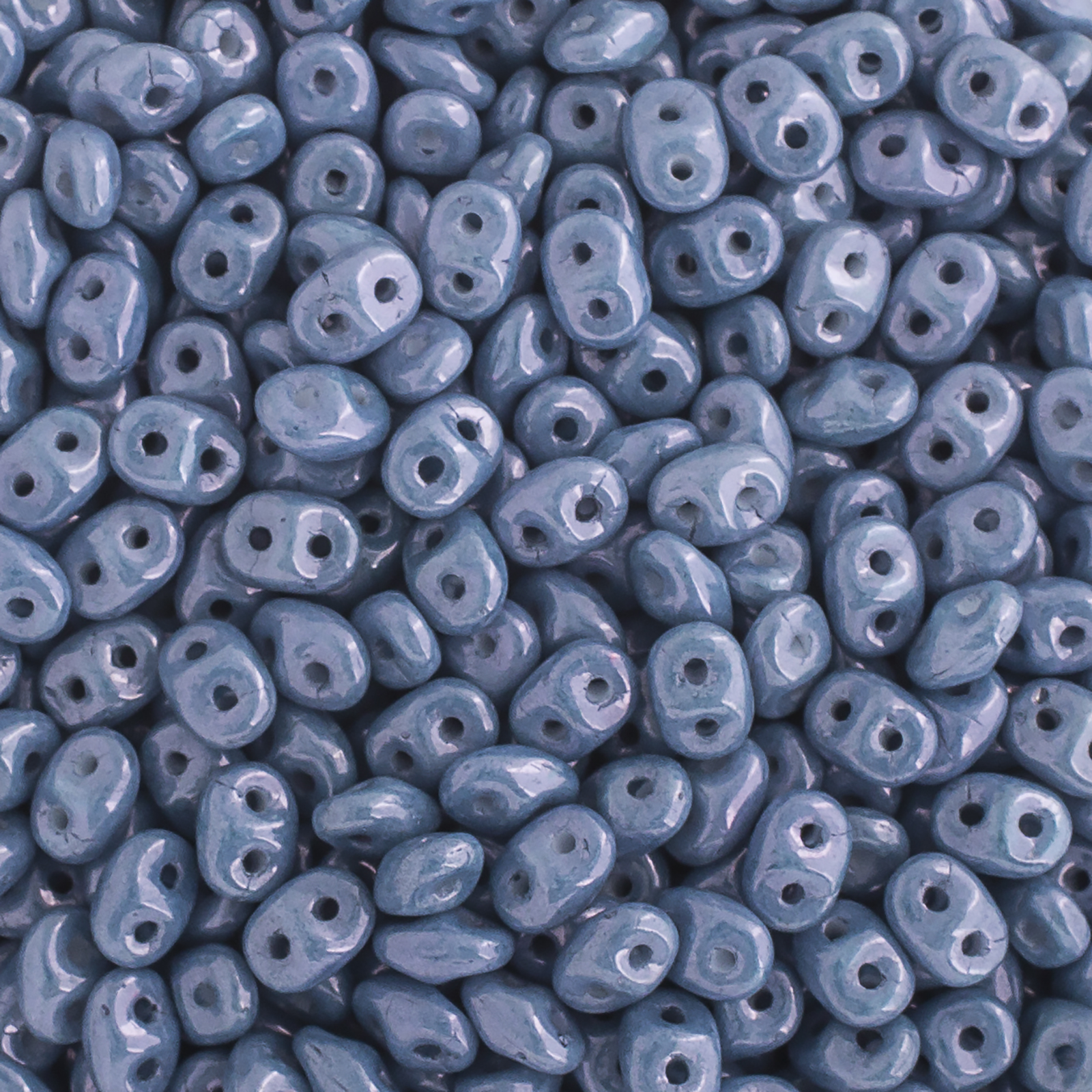 John Bead 100g Czech Glass Superduo 2-Hole Beads 2.5x5mm Chalk Blue Luster