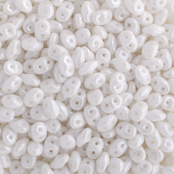 John Bead 100g Czech Glass Superduo 2-Hole Beads 2.5x5mm Chalk White Luster
