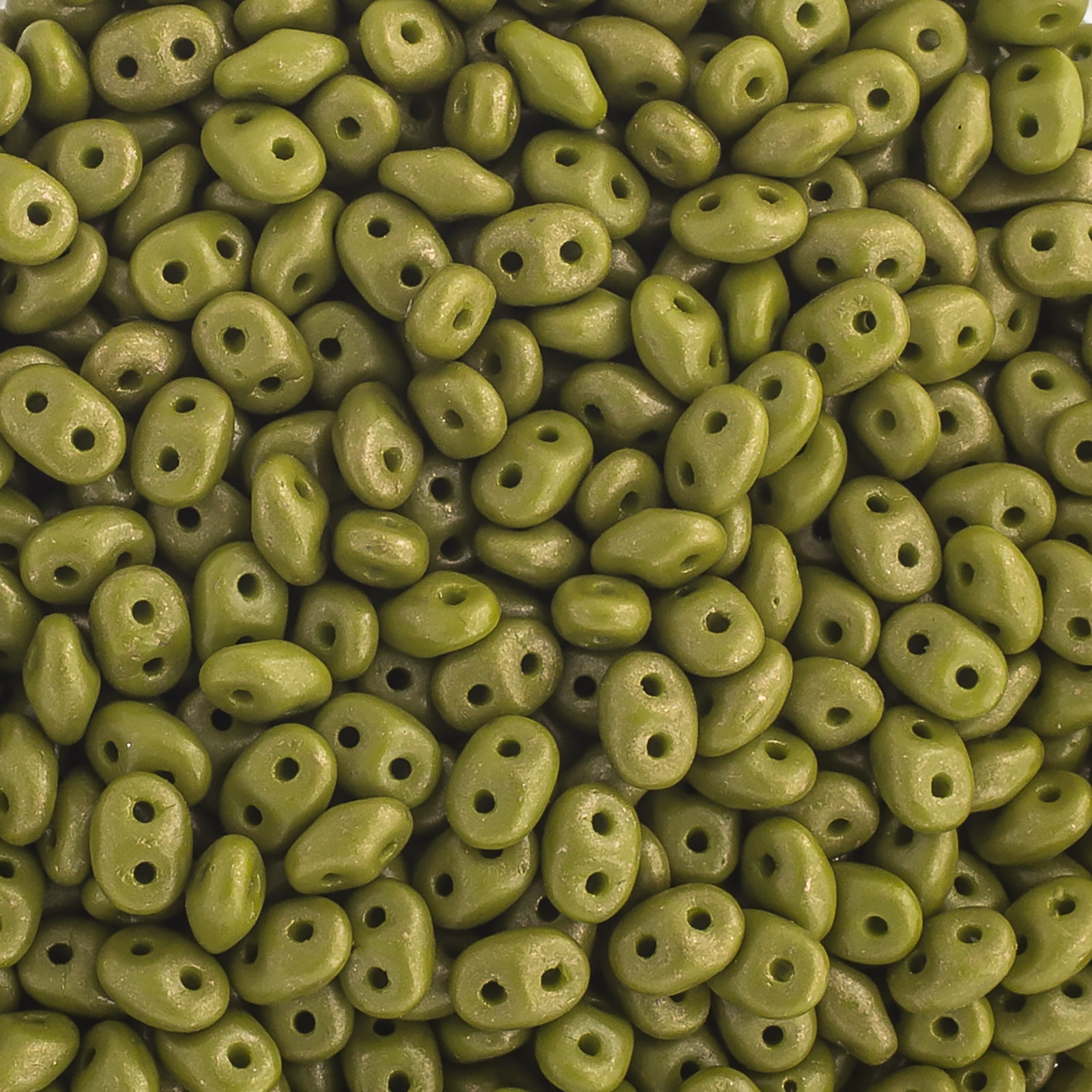 John Bead 100g Czech Glass Superduo 2-Hole Beads 2.5x5mm Dark Opaque Green