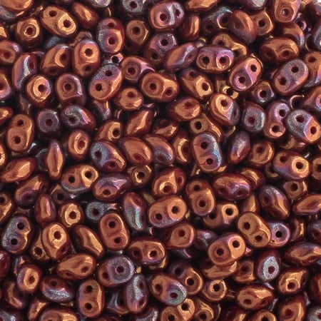 John Bead 100g Czech Glass Superduo 2-Hole Beads 2.5x5mm Opaque Coral Red White Luster