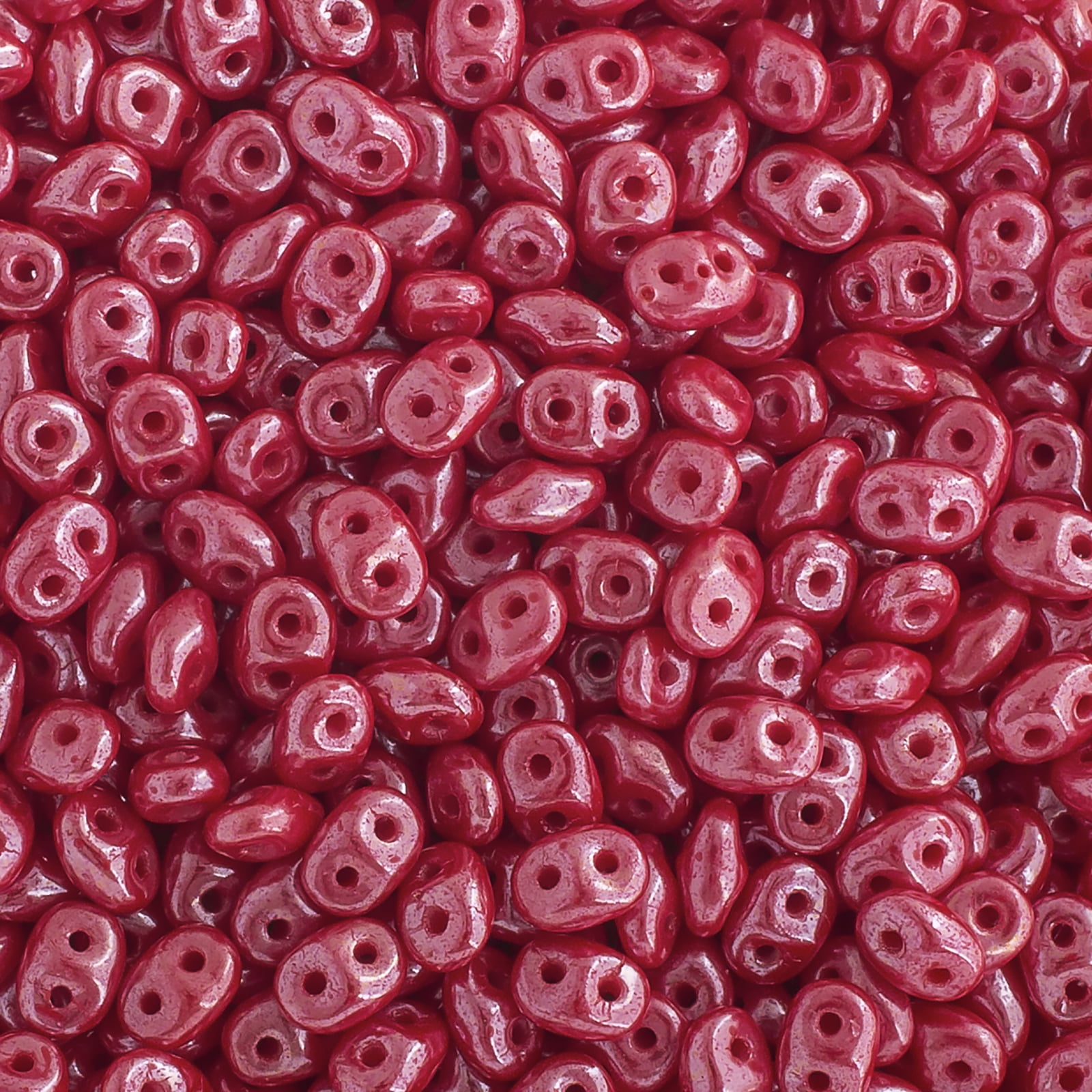 John Bead 100g Czech Glass Superduo 2-Hole Beads 2.5x5mm Opaque Coral Red White Luster