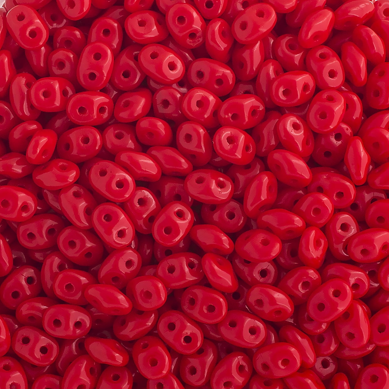 John Bead 100g Czech Glass Superduo 2-Hole Beads 2.5x5mm Opaque Coral Red