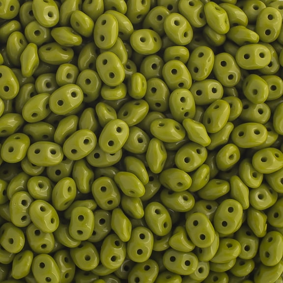 John Bead 100g Czech Glass Superduo 2-Hole Beads 2.5x5mm Opaque Green