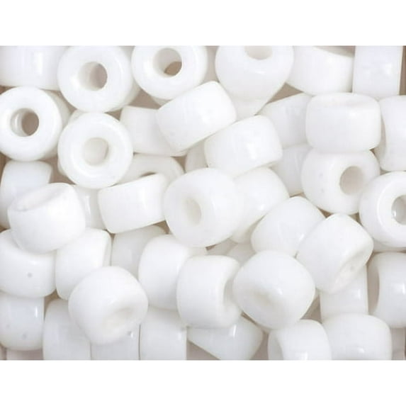John Bead 100pcs 9mm Glass Crow Beads | Opaque White Glass Pony Bead
