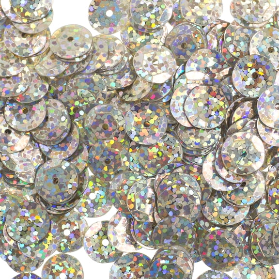 John Bead 1600pcs 6mm Champagne Flat Round Plastic Loose Sequins Hologram with Hole for DIY Crafts Making Sewing Embroidery Clothes Decoration