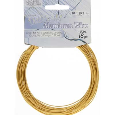 John Bead 18 Gauge Gold Aluminum Jewelry Wire, 30ft