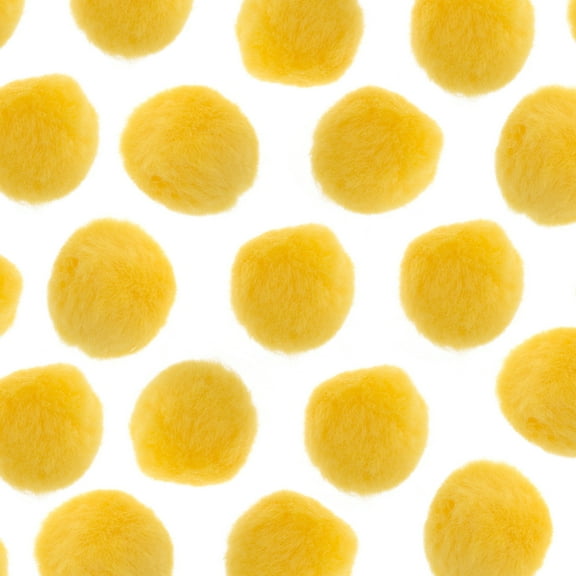 John Bead 1in Yellow Pom Poms for Crafts DIY Art Creative, 100pcs