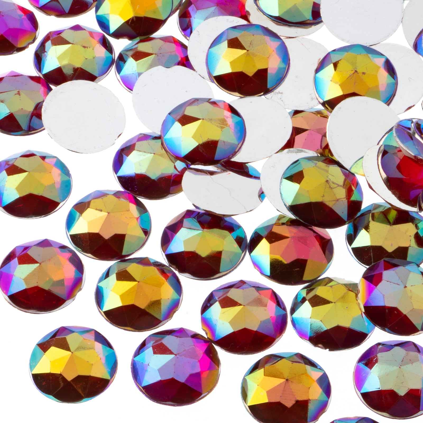 Spinal Rhinestones John Bead 200-Piece 16mm | Red AB Acrylic Round Flat Back Rhinestones ...