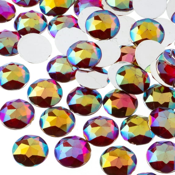 John Bead 200-Piece 16mm | Red AB Acrylic Round Flat Back Rhinestones
