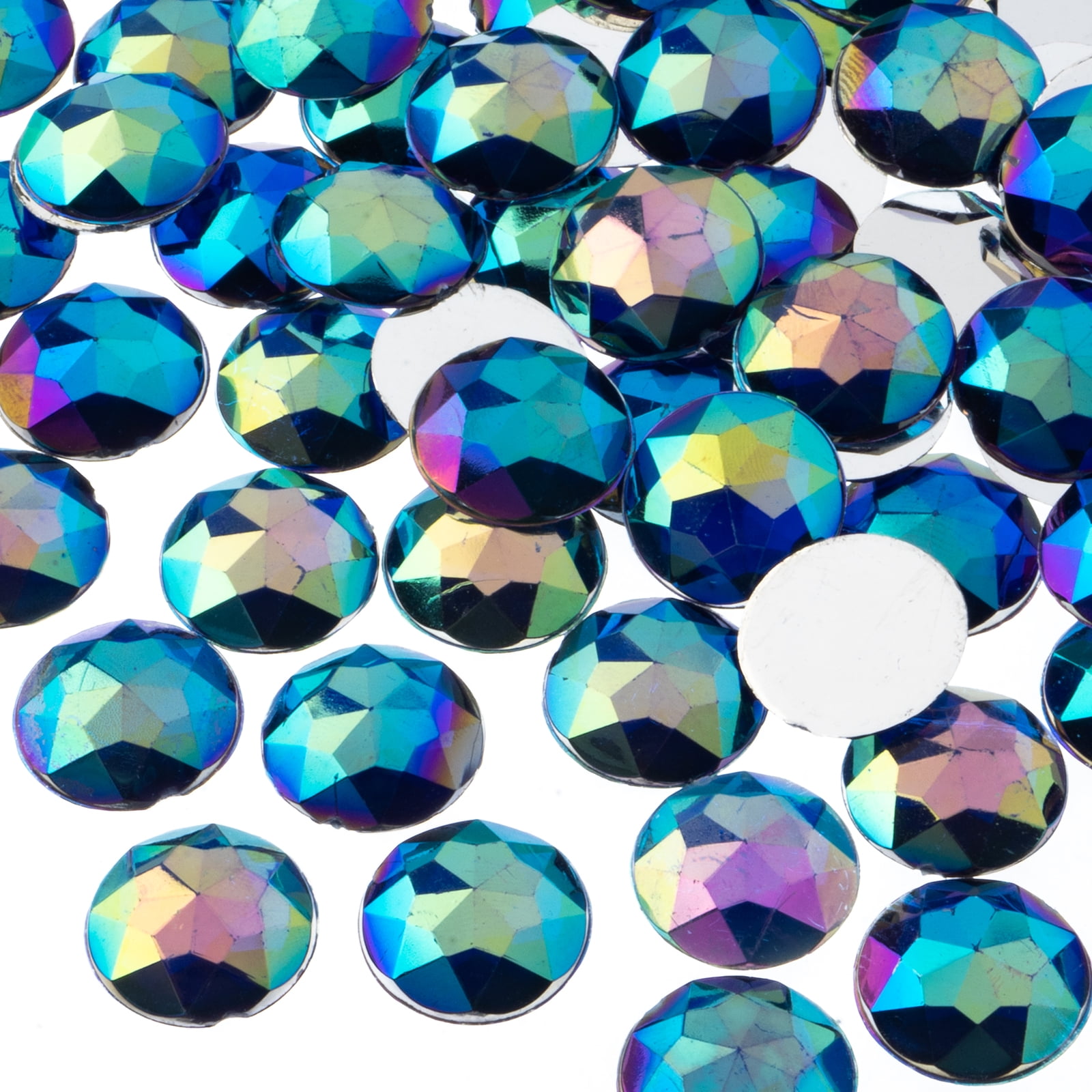 John Bead 200-Piece 16mm | Royal Blue AB Acrylic Round Flat Back ...