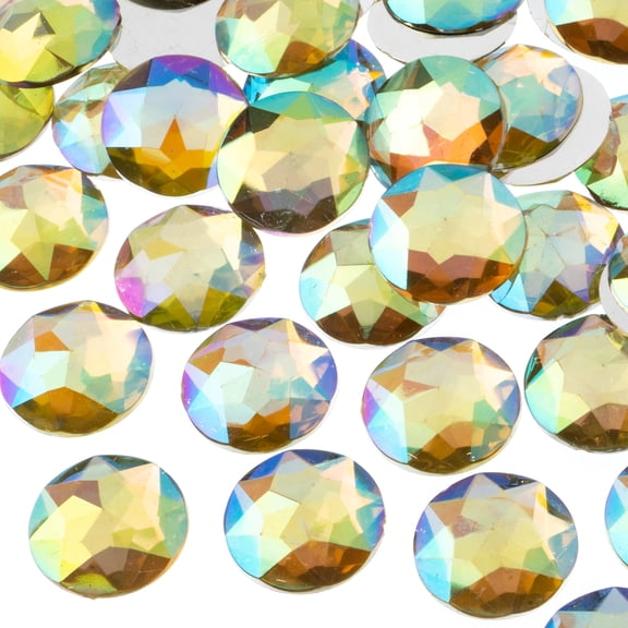 John Bead 200-Piece 20mm | Yellow AB Acrylic Round Flat Back Rhinestones