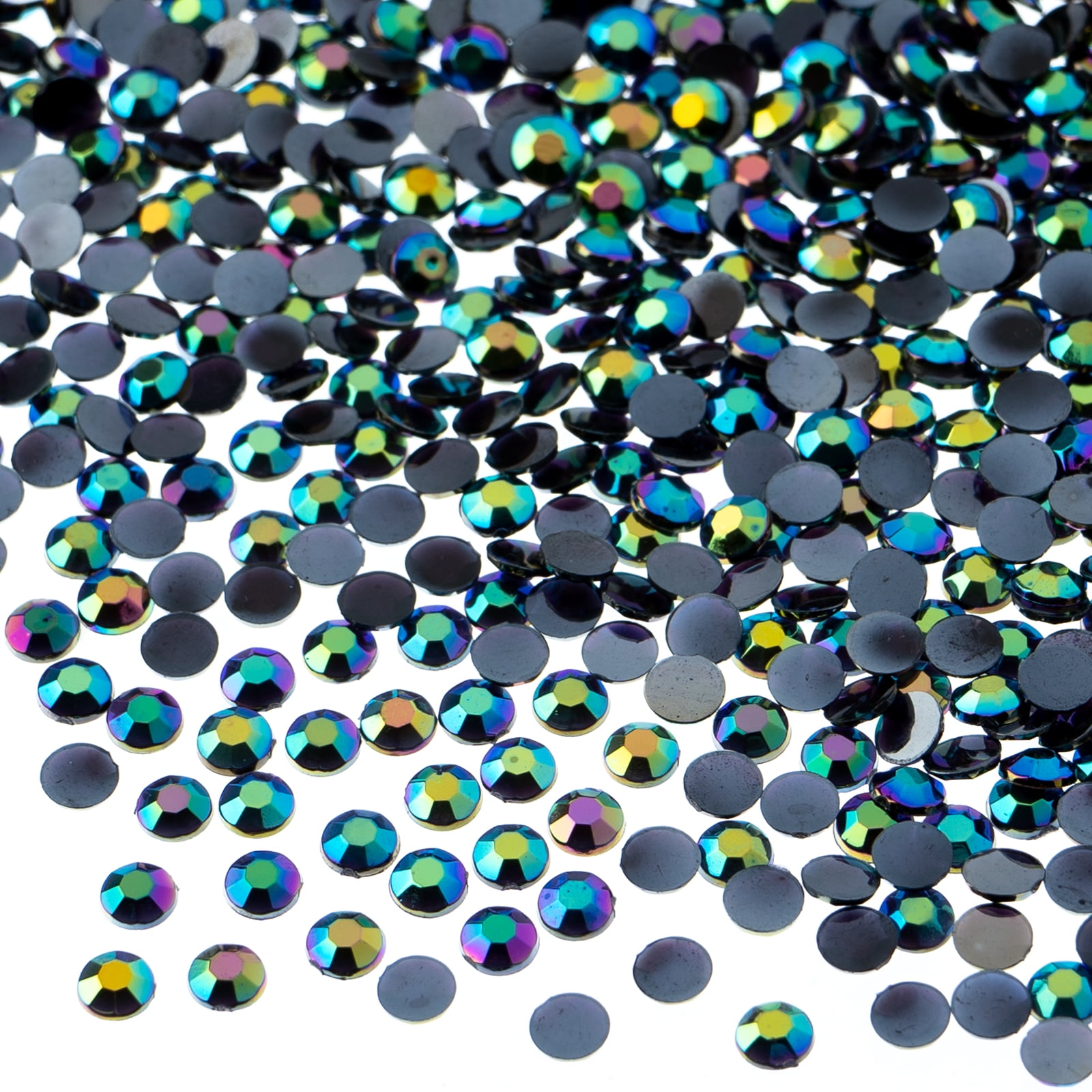 John Bead 2000-Piece 4mm (SS16) | Black AB Acrylic Round Flat Back ...