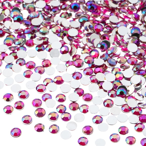John Bead 2000-Piece 4mm (SS16) | Fuchsia AB Acrylic Round Flat Back Rhinestones