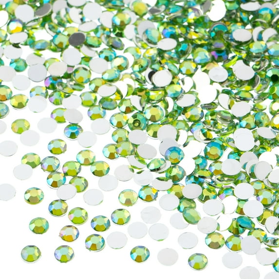 John Bead 2000-Piece 4mm (SS16) | Peridot AB Acrylic Round Flat Back Rhinestones