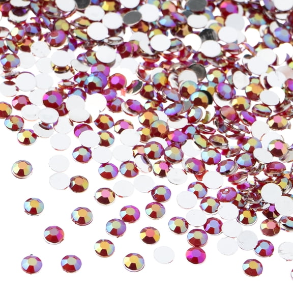 John Bead 2000-Piece 4mm (SS16) | Red AB Acrylic Round Flat Back Rhinestones