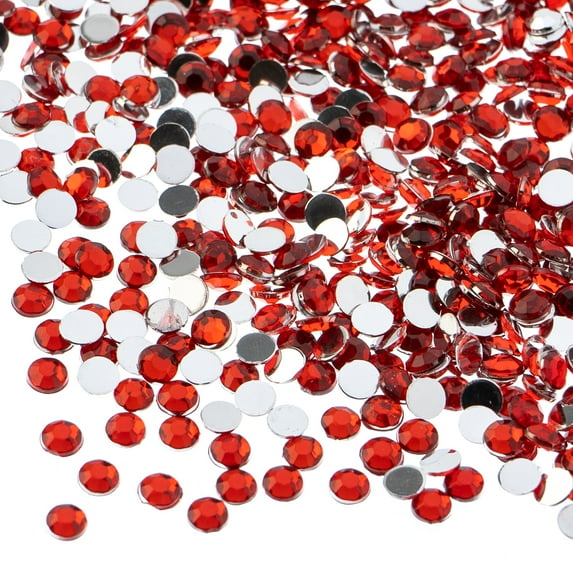 John Bead 2000-Piece 4mm (SS16) | Red Acrylic Round Flat Back Rhinestones