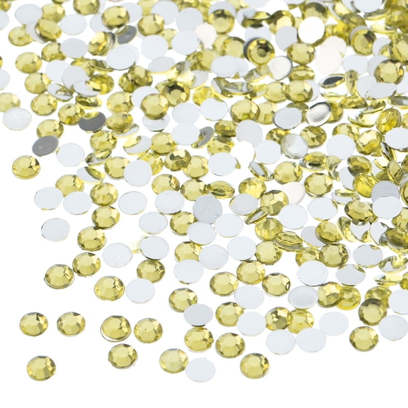 John Bead 2000-Piece 4mm (SS16) | Yellow Acrylic Round Flat Back Rhinestones