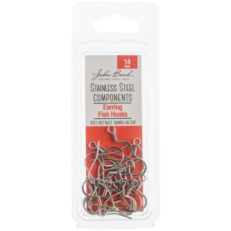 John Bead 20pcs (14mm) Stainless Steel Earring Fish Hook Jewelry Findings  Kit