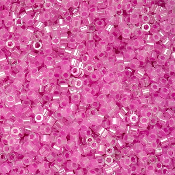 John Bead 25g Cylin Beads Crystal Fuchsia Lined Ceylon 11/0 Glass Bugle Seed Beads for Jewelry Bracelets Necklaces Earrings Making Embroidery Home Decor