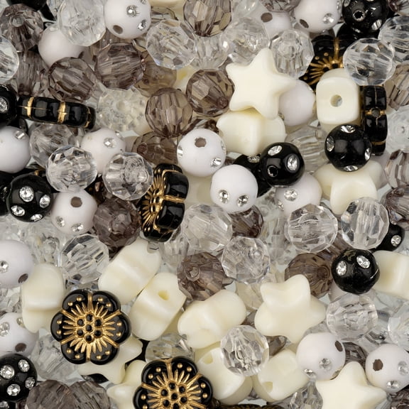 John Bead 260 Pcs 8mm Black & Whtie Star Mix Plastic Beads