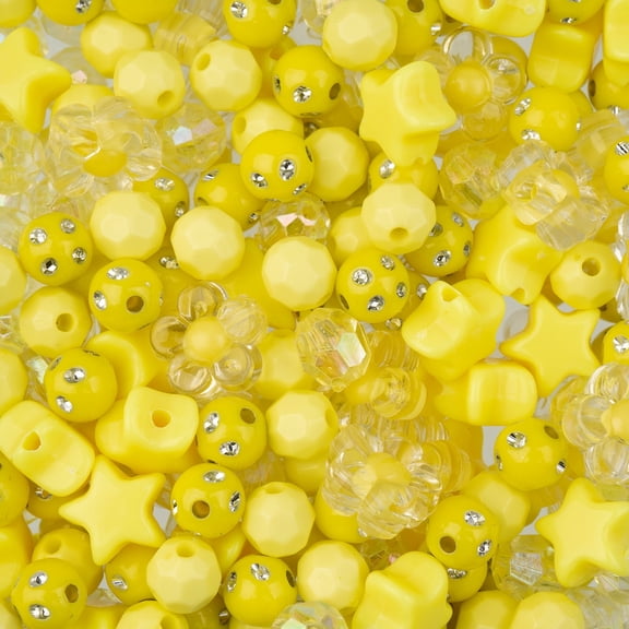 John Bead 260 Pcs 8mm Yellow Star Mix Plastic Beads
