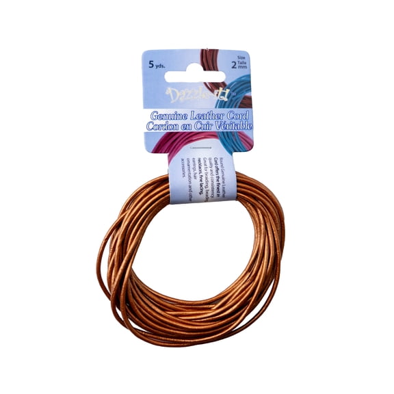 John Bead 2mm Metallic Copper Genuine Leather Cord 5yds