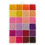 John Bead 300g Assorted Glass Seed Beads 8/0, 24 Colors Warm Tone Palette Round Bead for DIY Crafts Jewelry Making Bead Box