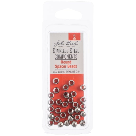 John Bead 30pcs (5mm) Stainless Steel Spacer Bead Round Jewelry Findings
