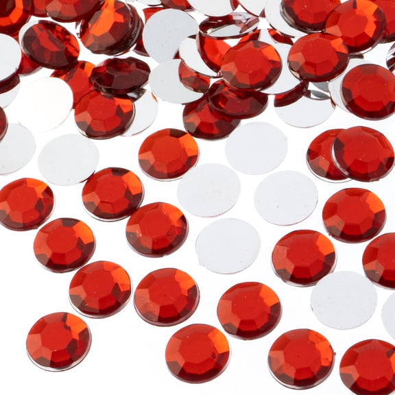 John Bead 400-Piece 12mm (SS50) | Red Acrylic Round Flat Back Rhinestones