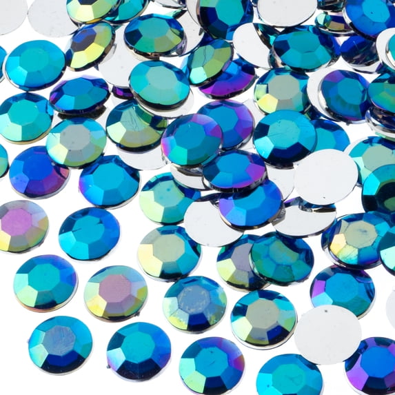 John Bead 400-Piece 12mm (SS50) | Royal Blue AB Acrylic Round Flat Back Rhinestones