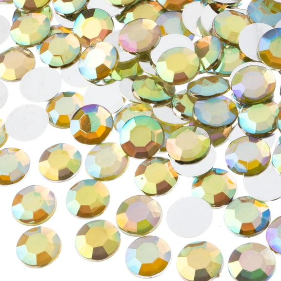 John Bead 400-Piece 12mm (SS50) | Yellow AB Acrylic Round Flat Back Rhinestones