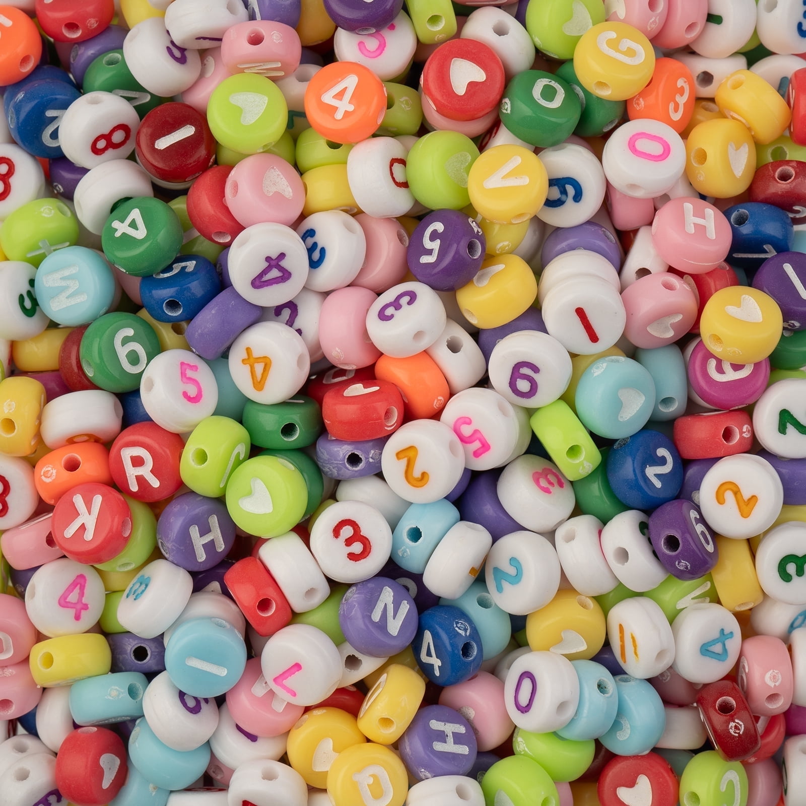 John Bead 495 Pcs 4x7mm Multicolor Plastic Round Alphabet Number Craft ...