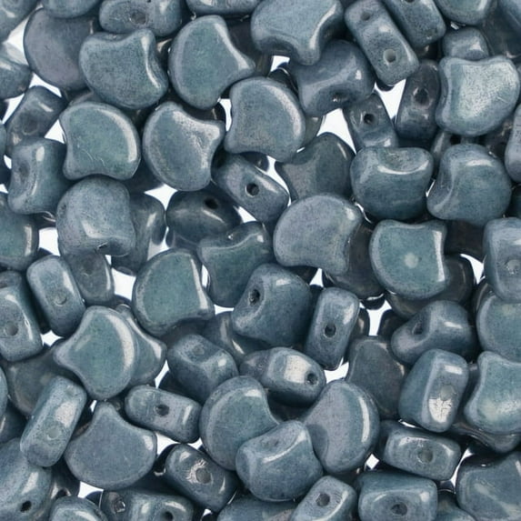 John Bead 50 Grams Czech Chalk Blue Luster Glass Ginkgo Leaf Beads | 03000-14464