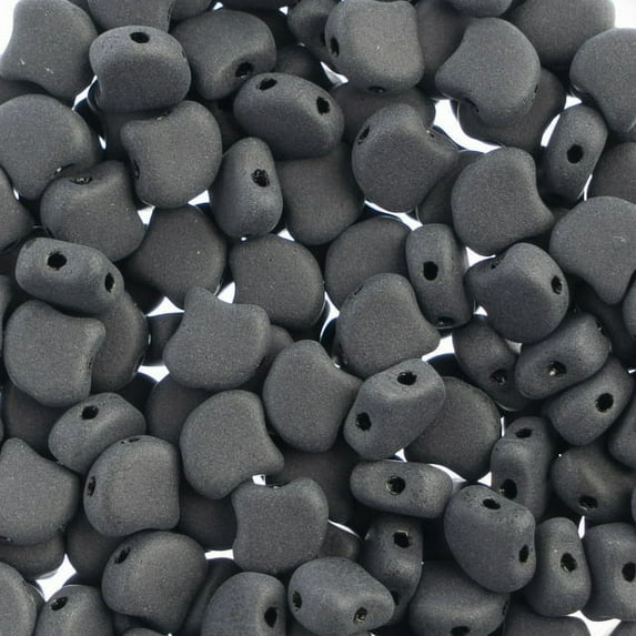John Bead 50 Grams Czech Jet Matte Glass Ginkgo Leaf Beads | 23980-84110