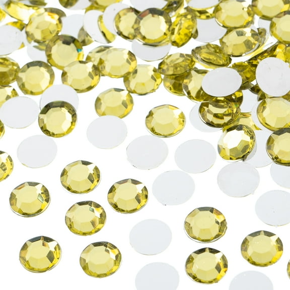 John Bead 500-Piece 10mm (SS45) | Yellow Acrylic Round Flat Back Rhinestones