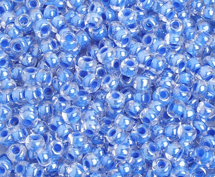 John Bead (500g) Czech Glass Seed Beads 6/0 Blue Crystal Lined Crystal