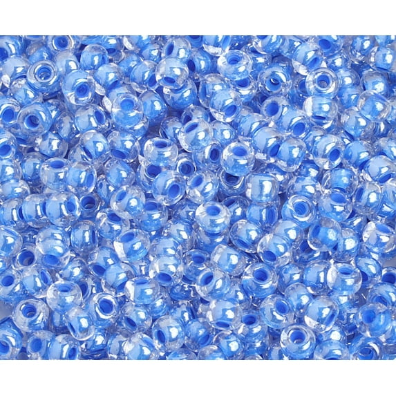 John Bead (500g) Czech Glass Seed Beads 6/0 Blue Crystal Lined Crystal
