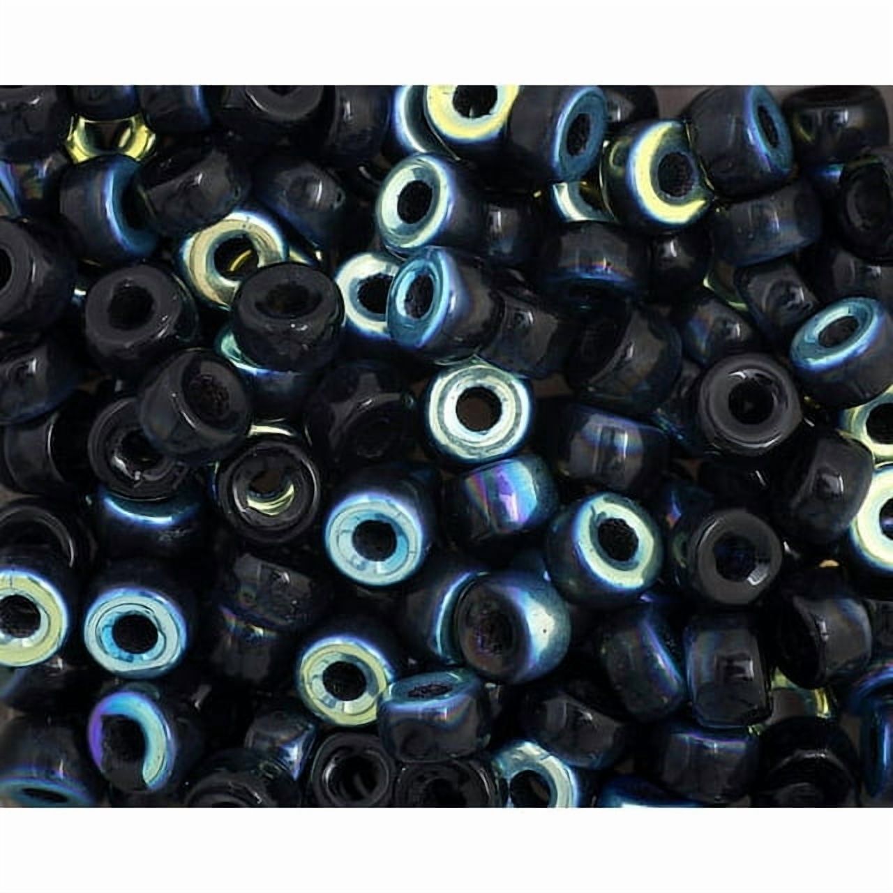 John Bead 500pcs 6mm Mini Glass Crow Beads | Opaque Black AB Pony Bead