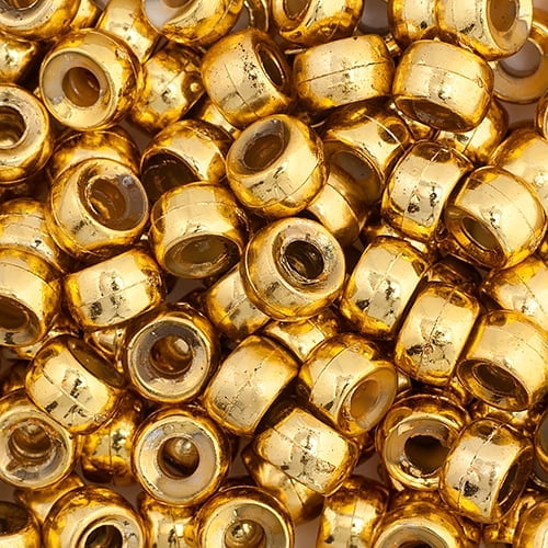 John Bead 500pcs 6mm Mini Plastic Crow Beads | Gold Pony Bead