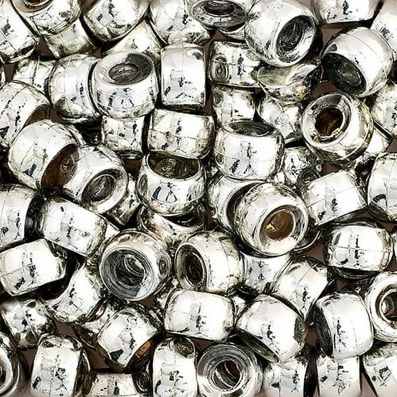 John Bead 500pcs 6mm Mini Plastic Crow Beads | Silver Pony Bead