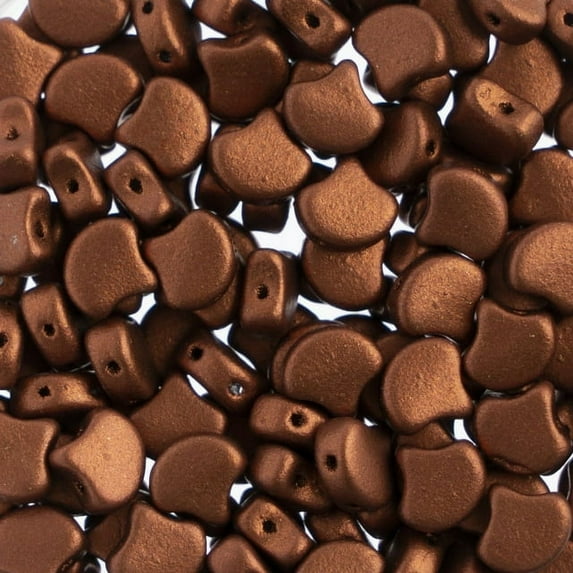 John Bead 50g Czech Glass Ginkgo Leaf Beads 7.5mm Matte Metallic Dark Copper