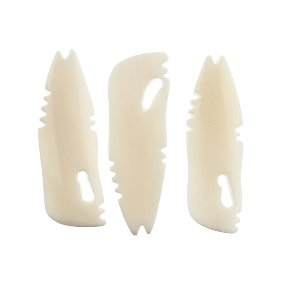 John Bead 55x22mm White Alabaster Natural Running Fox Bone Pendants, 3pcs