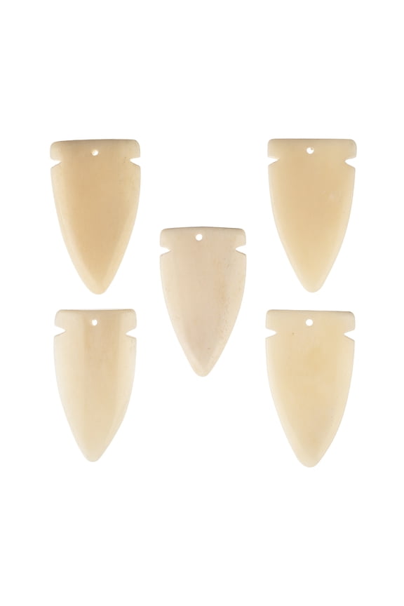 59x33mm Beige Natural Bone Arrow Head Pendants, 5pcs
